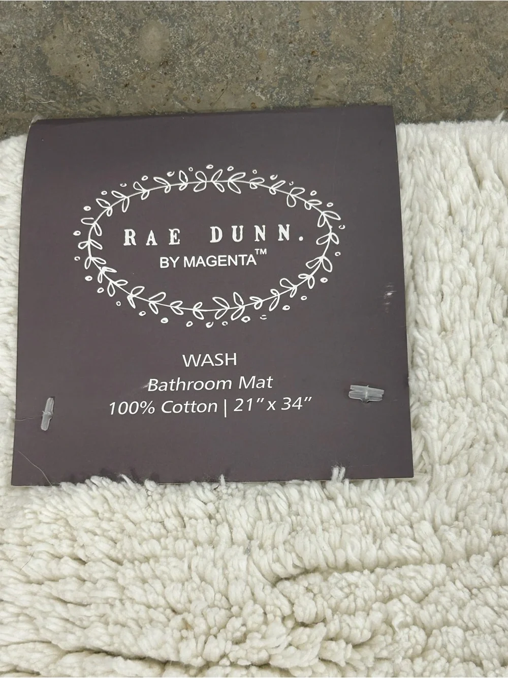 Rae Dunn Cream and Black 'CLEAN' Bath Rug